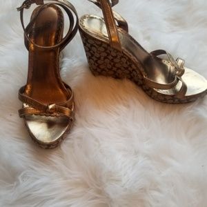 Gold Strappy Wedges !EVERYTHING GOES!